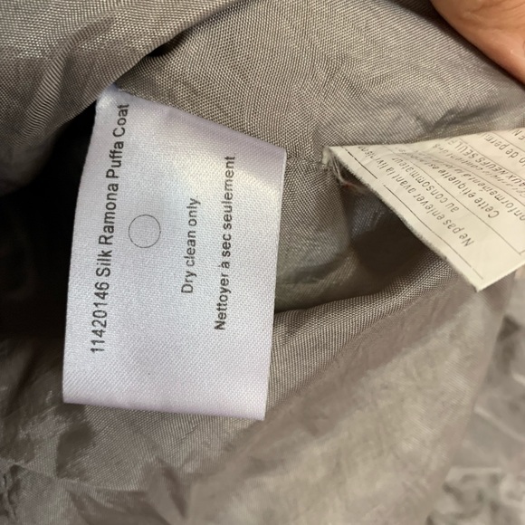 Club Monaco Silk Ramona Puffer Coat Down Puff Jacket size Small Grey/ Bei… - Picture 5 of 12